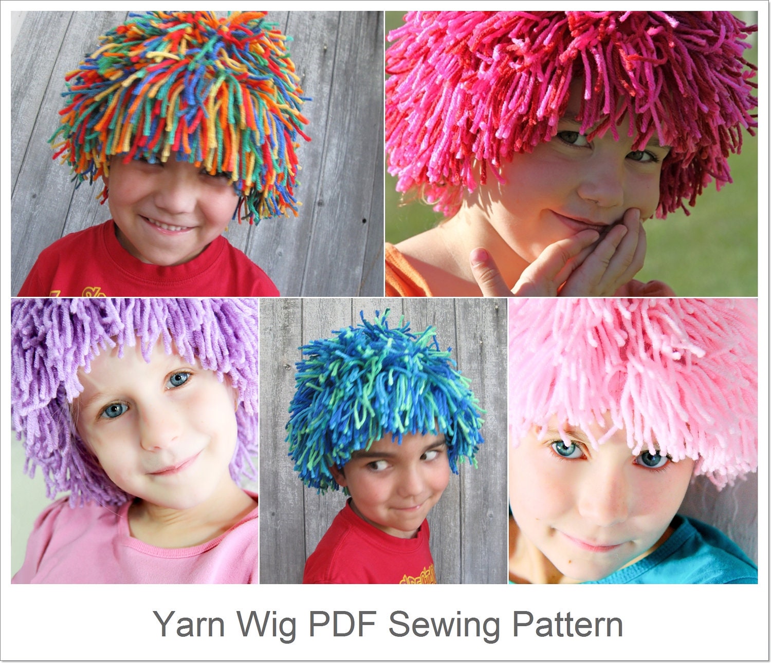DIY Yarn Wig Sewing Pattern - Halloween costume wig tutorial PDF e pattern for children and adult
