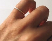 Silver Ring, Thin Band Ring, Skinny Ring, Sterling Silver, Ridged Texture - Skinny & Single Ring