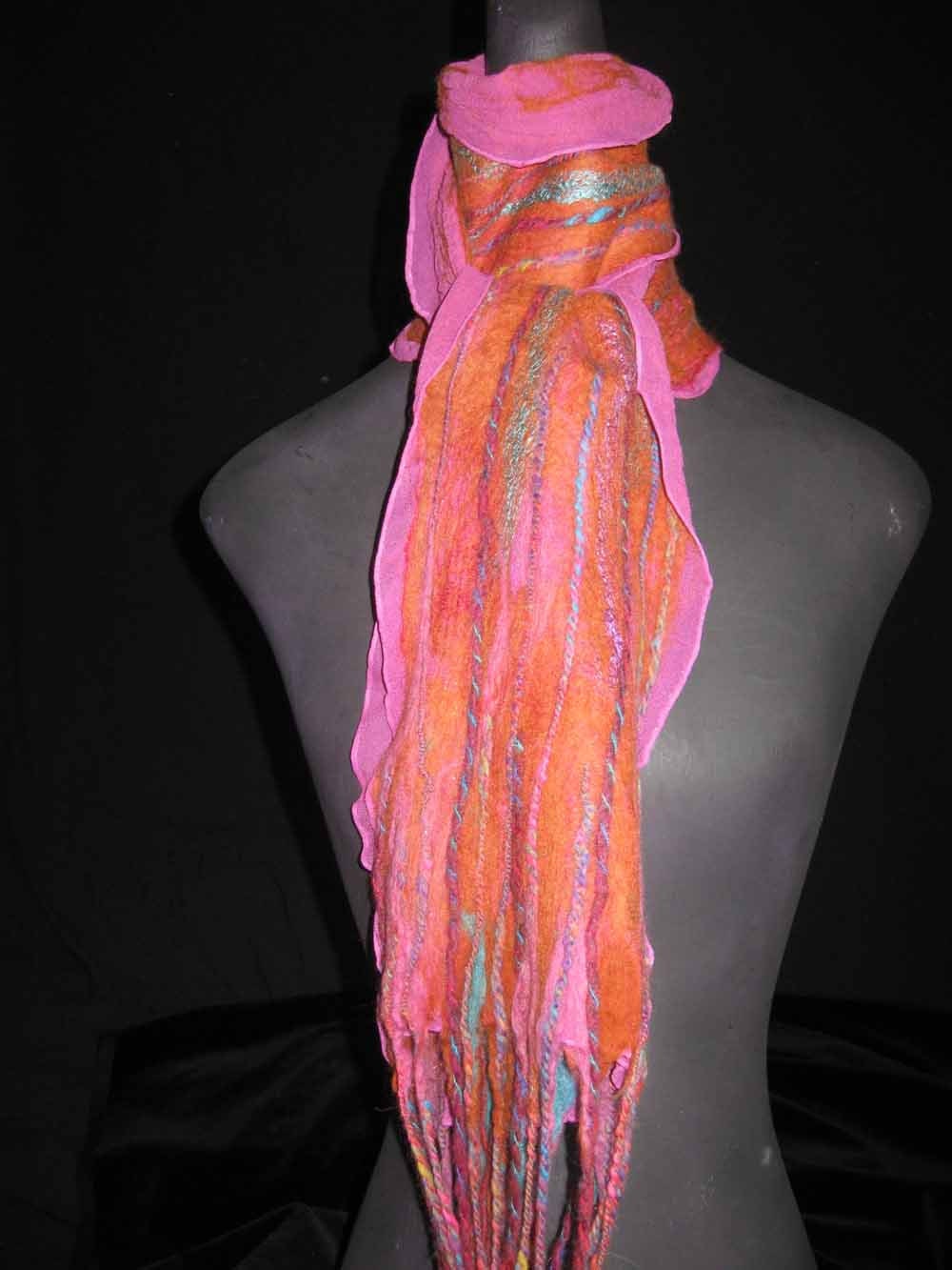 Soft Wool and Silk Hand Felted Scarf