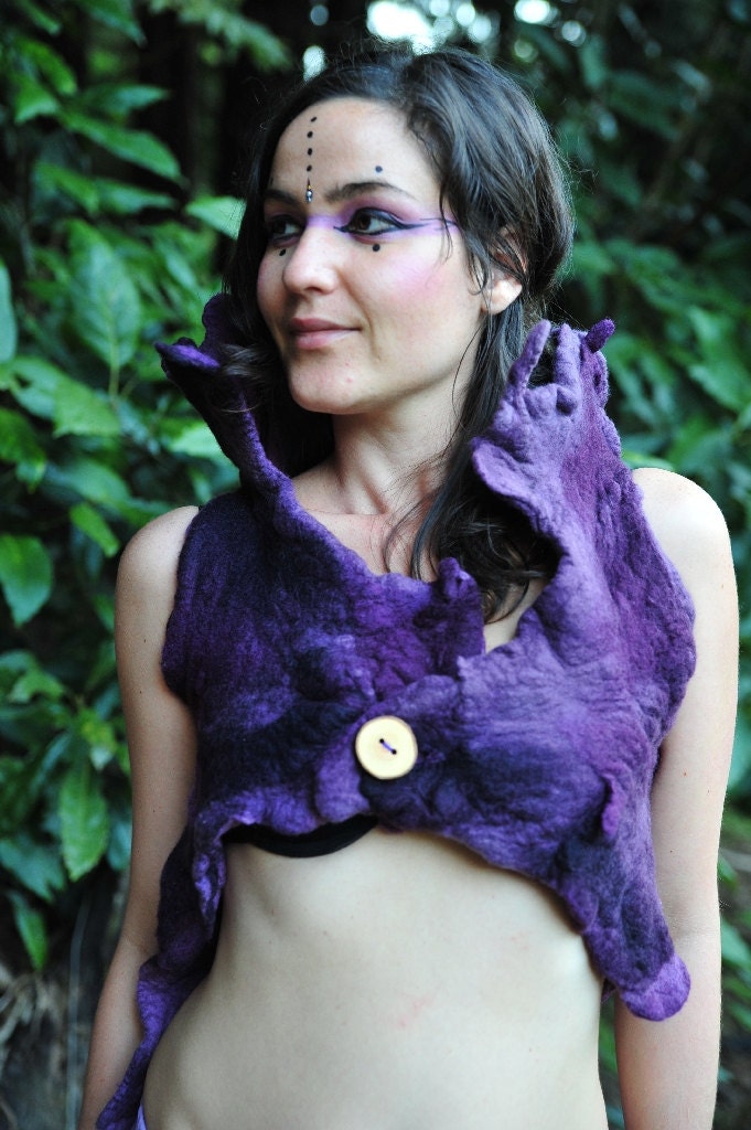 Felt Melted Tree Goddess Mother Earth Woman Pixie Vest OOAK