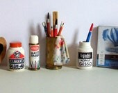 Miniature Assortment of Art Supplies (1 inch dollhouse scale)