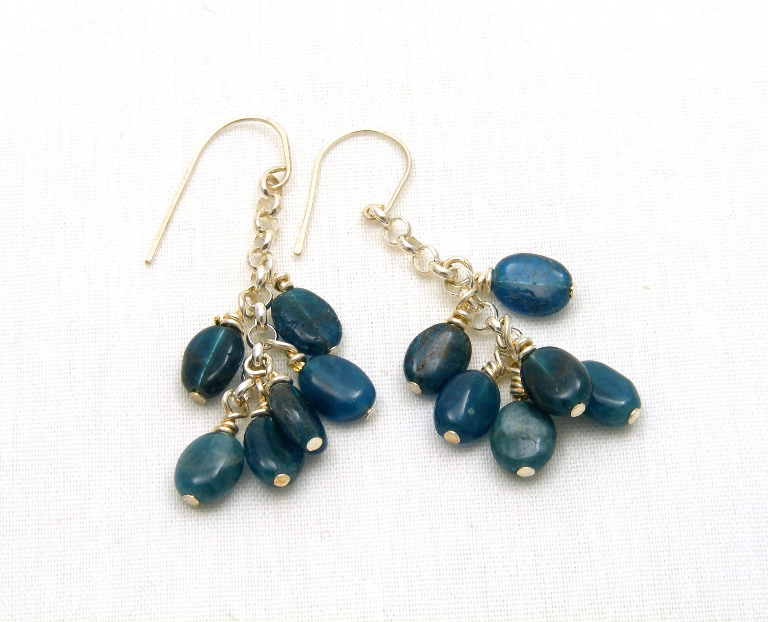 Apatite, Blue Stone bead Earrings, Dangle, chandelier, sterling silver, wedding, anniversary, birthday, gift