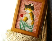 Lizzy Bennet Cat Art, Calico Cat Wearing Regency Dress, Pride and Prejudice Print