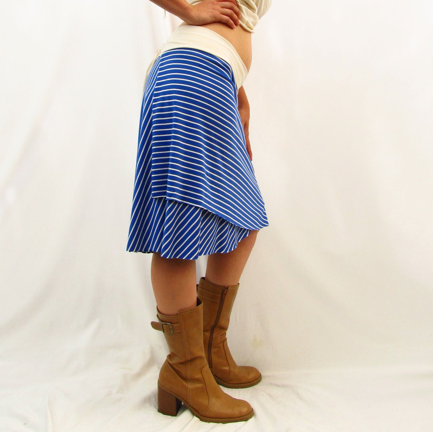 Mid Length Striped Wrap Skirt - Made to Order from Organic Fabric