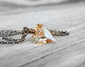 Swarovski Heart Necklace, Gold Heart, Vintage Brass, Golden Swarovski