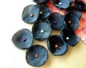 Handmade organza flower appliques- Halloween embellishments (15 pcs)- TRICK OR TREAT