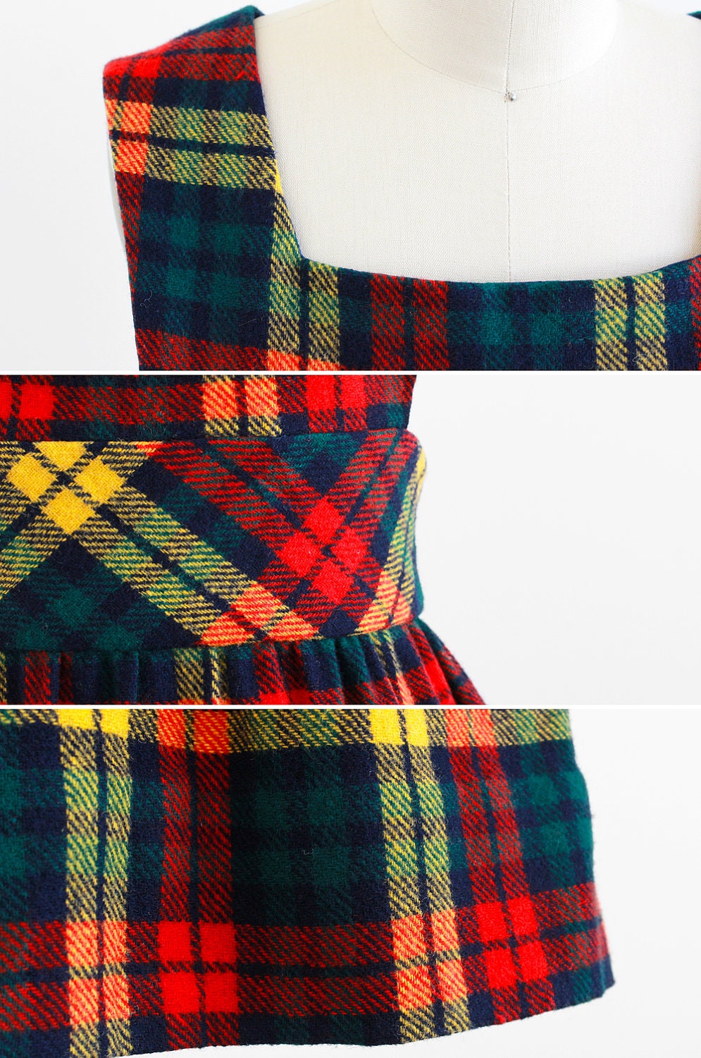 vintage 1960s dress / 60s dress / Plaid Schoolgirl Jumper with Pockets