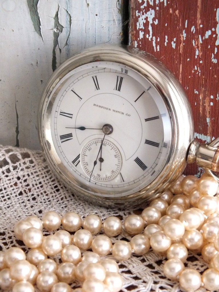 Antique Hampden Pocket Watch 1886 by avintageobsession on etsy