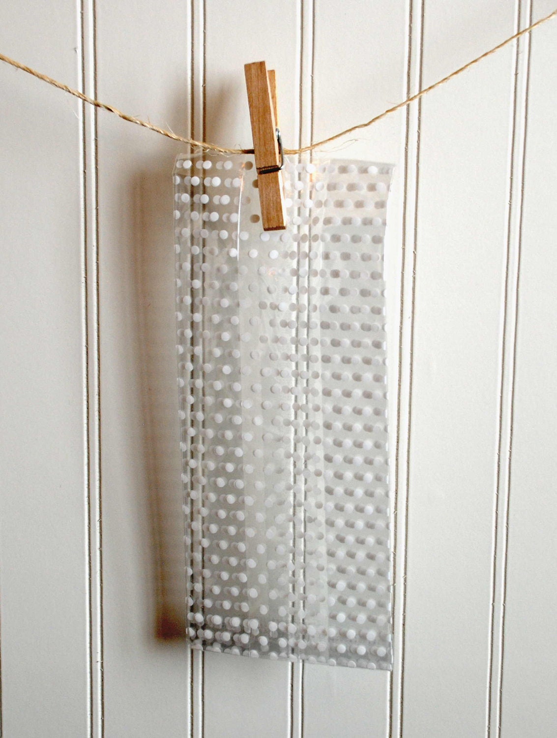 Printed Cellophane Bags - White Dots - 5" x 3"x 11" (Set of 12)