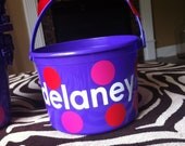Personalized Polka Dot Themed Children's Party Favor Buckets/ Treat Bag with Your Choice of Logo, Style 3
