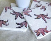 Starfish Tile Coasters, Set of 4, Ready to Ship