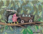 Mixed Media Original Painting Assemblage Collage Birds by Ashlie Blake of Paintingbliss