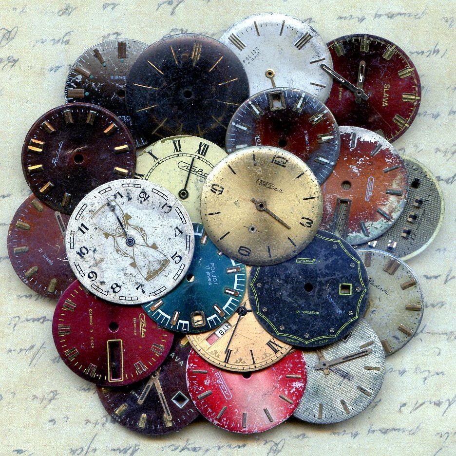 LOWEST PRICES on Etsy...20 vintage watch faces to use in your mixed media JEWELRY or in any way you want 20-55
