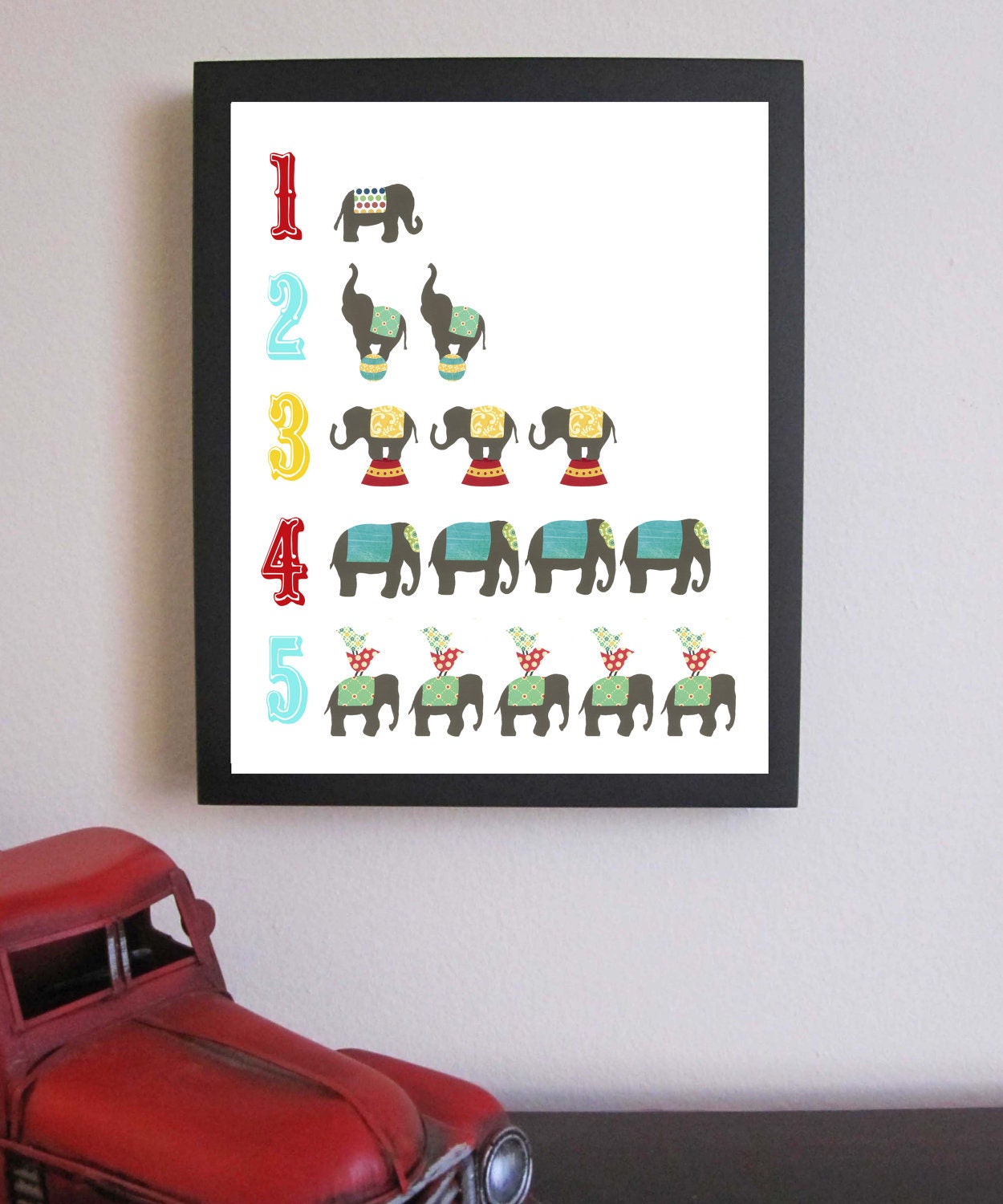 Elephant Nursery Art Print, Children Decor, Circus Elephant Wall Art, Kids Wall Art, Elephant Decor, Baby Art, Number Print 8 x 10, Numbers