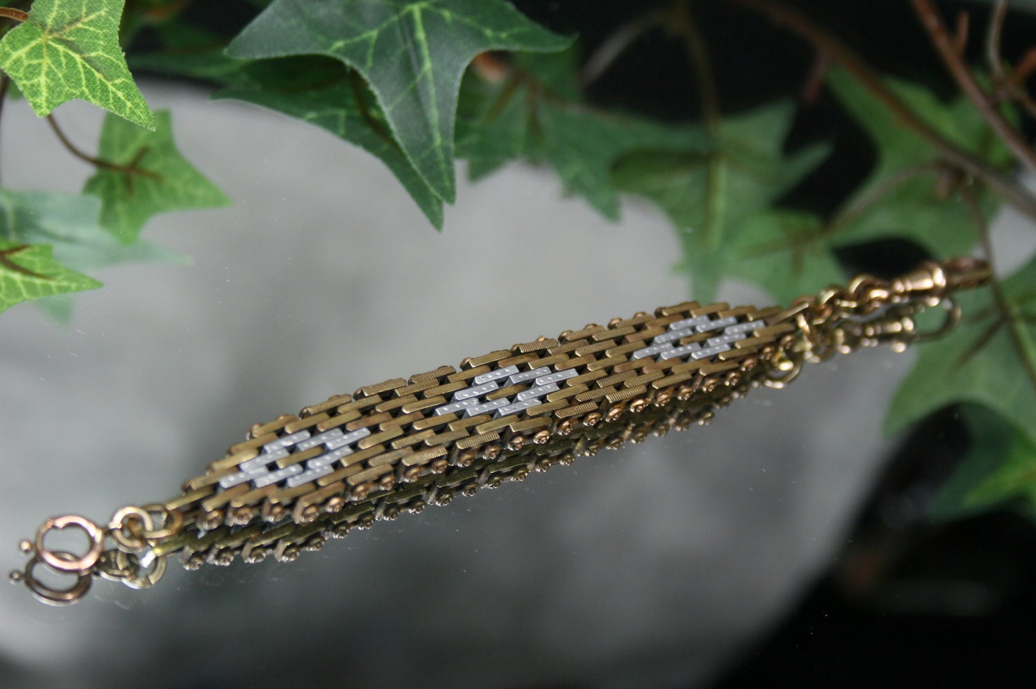 Antique Watch Chain- goldtone and silvertone