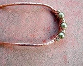 Made to Order Metal Hair Fork  - Copper and Moss Green Pearls