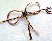 Large Copper Bow Shawl Pin Scarf Pin