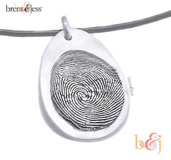 Custom Fingerprint Pendant - Sterling Silver Custom Thumbprint or Fingertip Print Oval Pendant/Charm