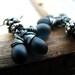 Onyx and sterling silver wire wrapped glass bead earrings - The Midnight Hour