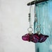 SALE Glass flower earrings elongated summer fashion bead dangle sparkling rhinestones - Flirt in plum pink