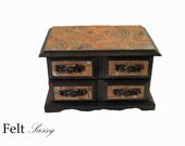 Refurbished Jewelry Box Small - Brown Paisley - by FeltSassy