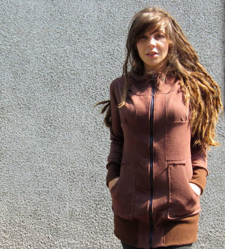 Bubbly Zip-Up Hooded Sweatshirt Fitted and Long Organic Cotton Sweatshirt Fleece-Made to Order Eco Friendly Sz. Sm Med Lg XL XXL