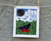 Giclee Bird Art Print Black Crow 8 x 10