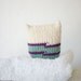 Crocheted Owl Baby Toy for Baby Boys and Baby Girls - Natural White Violet Lilac Purple Mint Stripes Cotton - OOAK - Summer Snow Owl