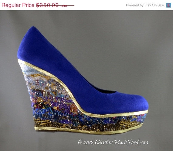 HOLIDAY SALE Wearable Art Shoes Size 9 1/2 Upcycled OOAK - Eden - christinemarieford
