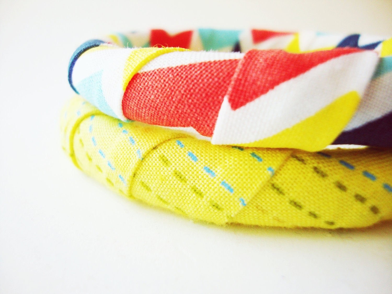 Stacking Bangle Bracelets in Stitch and Chevron Combo