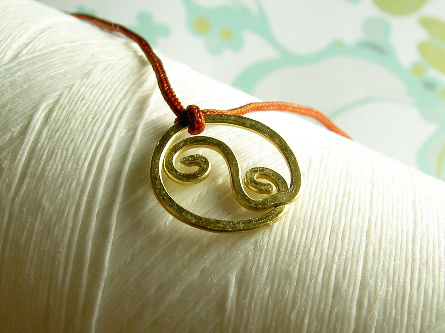 HALF PRICE Sale...Make A Wish - BALANCE Charm - hand forged brass yin & yang charm on red silk cord