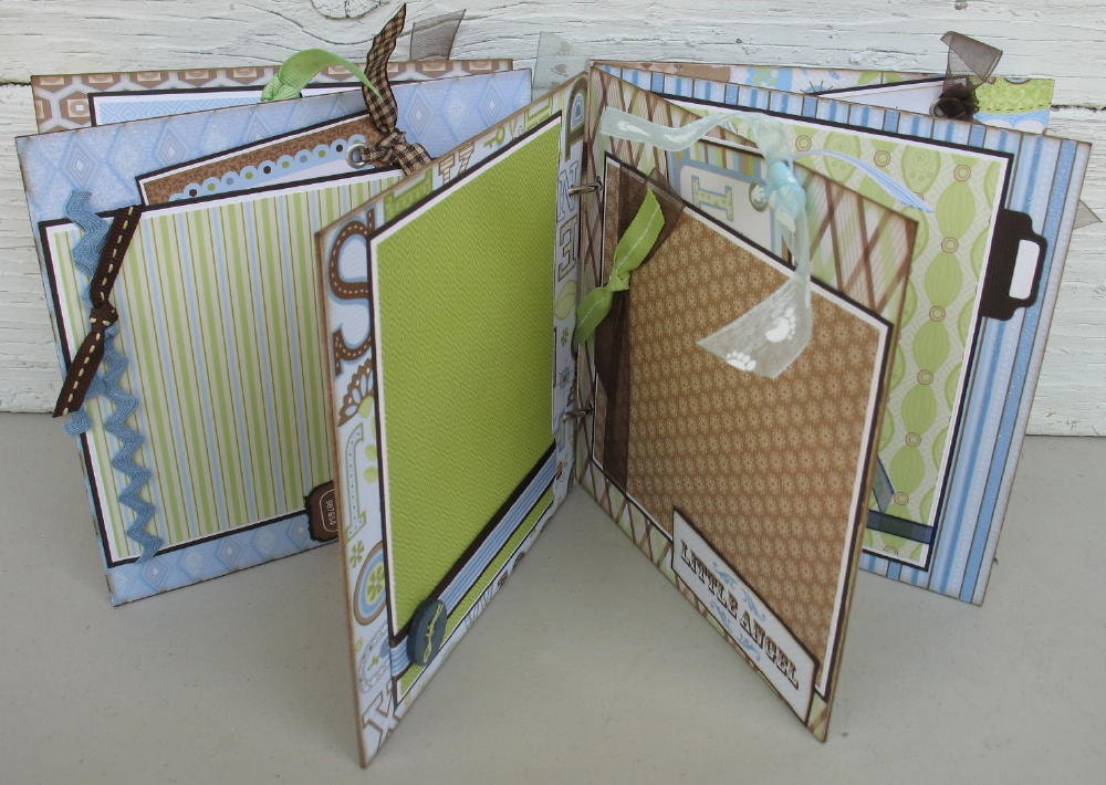Baby Boy Scrapbook Album Guest Signing Book Baby Shower Keepsake Chipboard 6x6 READY to SHIP