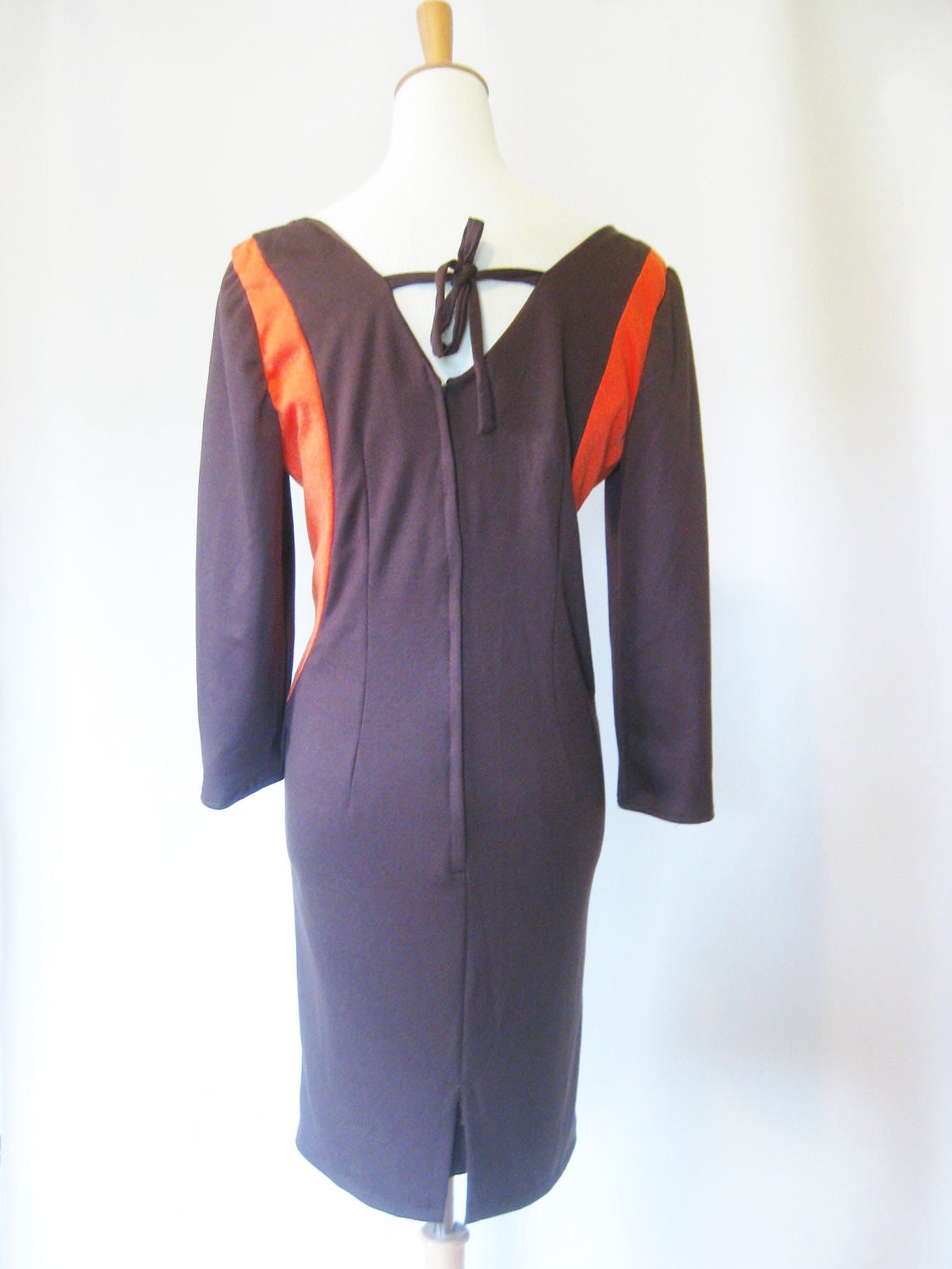 Vintage COLORBLOCK 1960s Party Dress 60s Xl Xxl Full Figured WIGGLE Indie Mod Mad Men