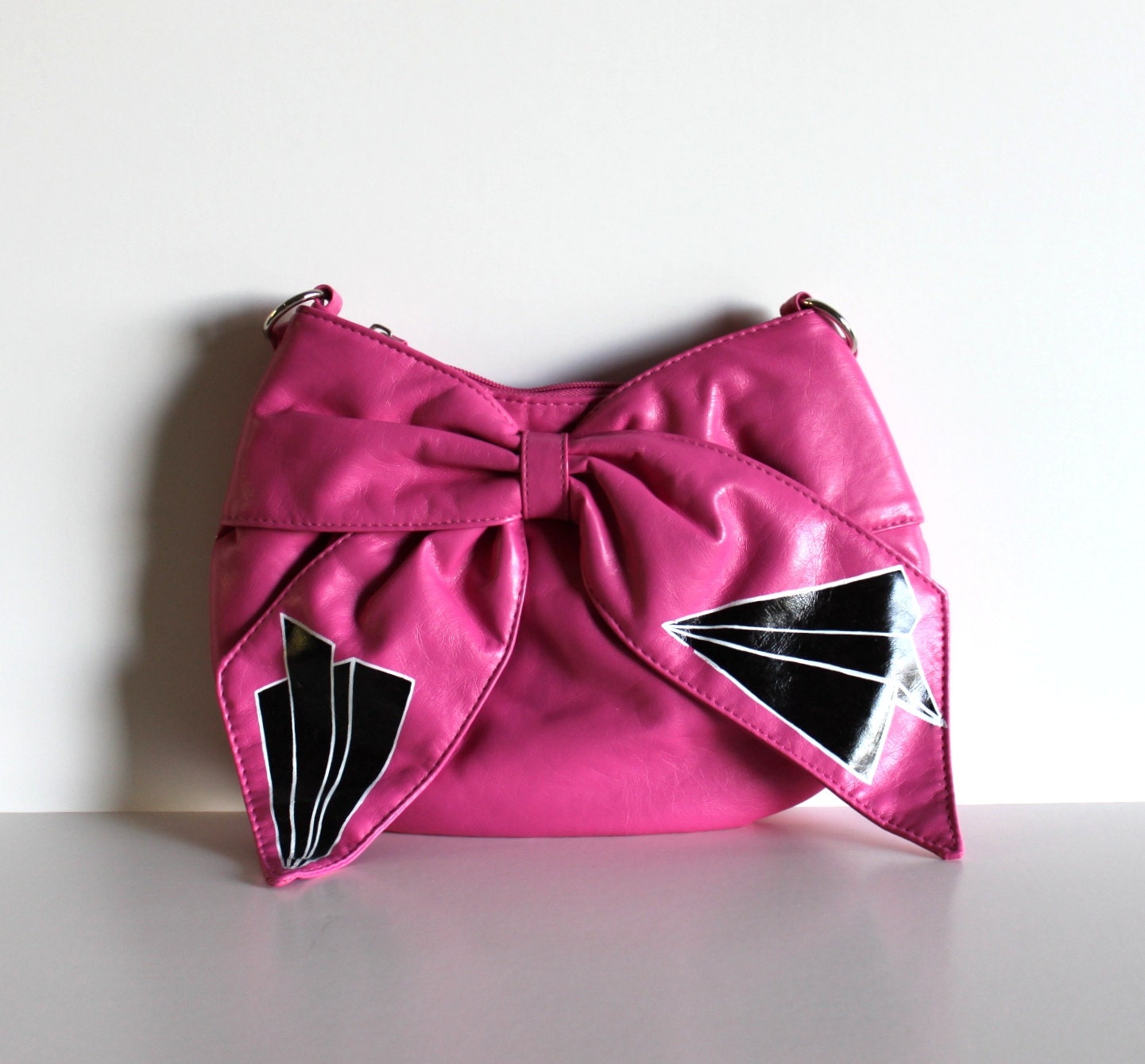FLY - PINK PURSE with hand painted paper planes