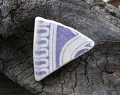 Genuine Surf Tumbled Sea Glass Pottery Piece with RARE Purple Pattern