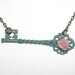Key Necklace, Antique Brass, Antique Bronze, Flower Necklace, Vintage Style, Every Day Wear, Hand Painted Verdigris Patina