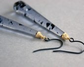 Purple Vintage Inky Drop Earrings - Black, Brass, Lucite