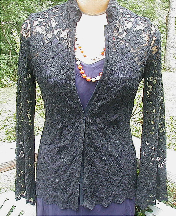 Vintage Black Lace Jacket Sz Small