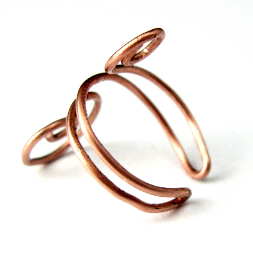 Copper Wire Ear Cuff, Swirl, Medium