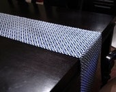 107" Table Runner in a Blue and White Chain Link Style Pattern