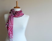 Valentines Day Gift - Crocheted Lace Scarf- Cotton Scarf - Pink Scarf - Leopard Scarf - Bridesmaid Gift