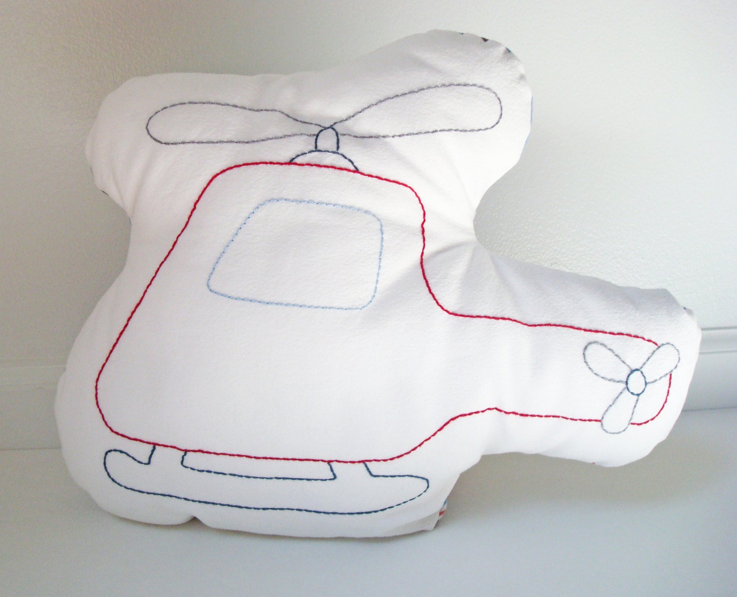 Helicopter Hand Embroidered Pillow