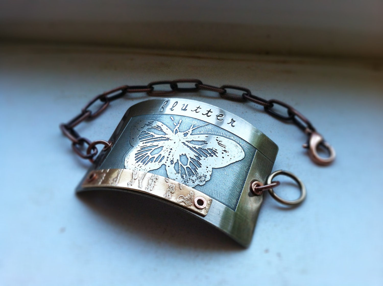 Etched Nickel Butterfly "Flutter" Cuff