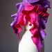 Nuno Felted scarf Wool silk handdyed painted ruffled magenta violet nunofelting