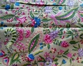 Animals Print Cotton Indian Fabric Beige Blue Green Pink Flowers
