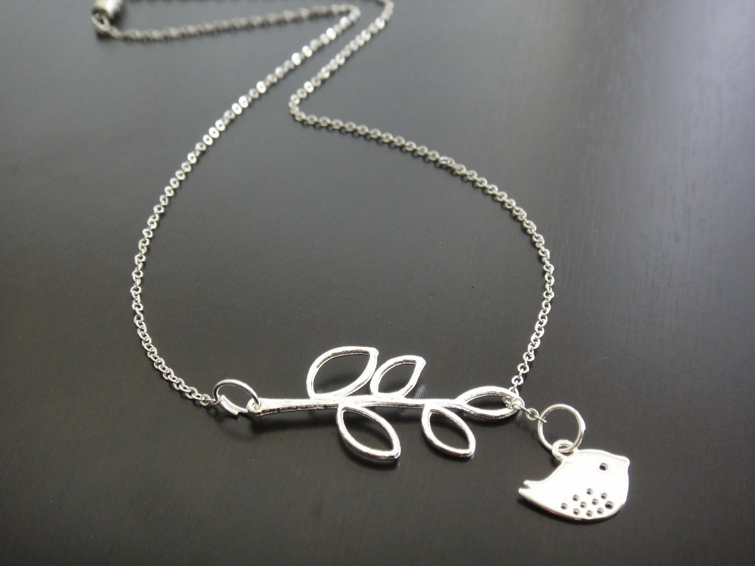 Lariat Style Silver Bird Necklace