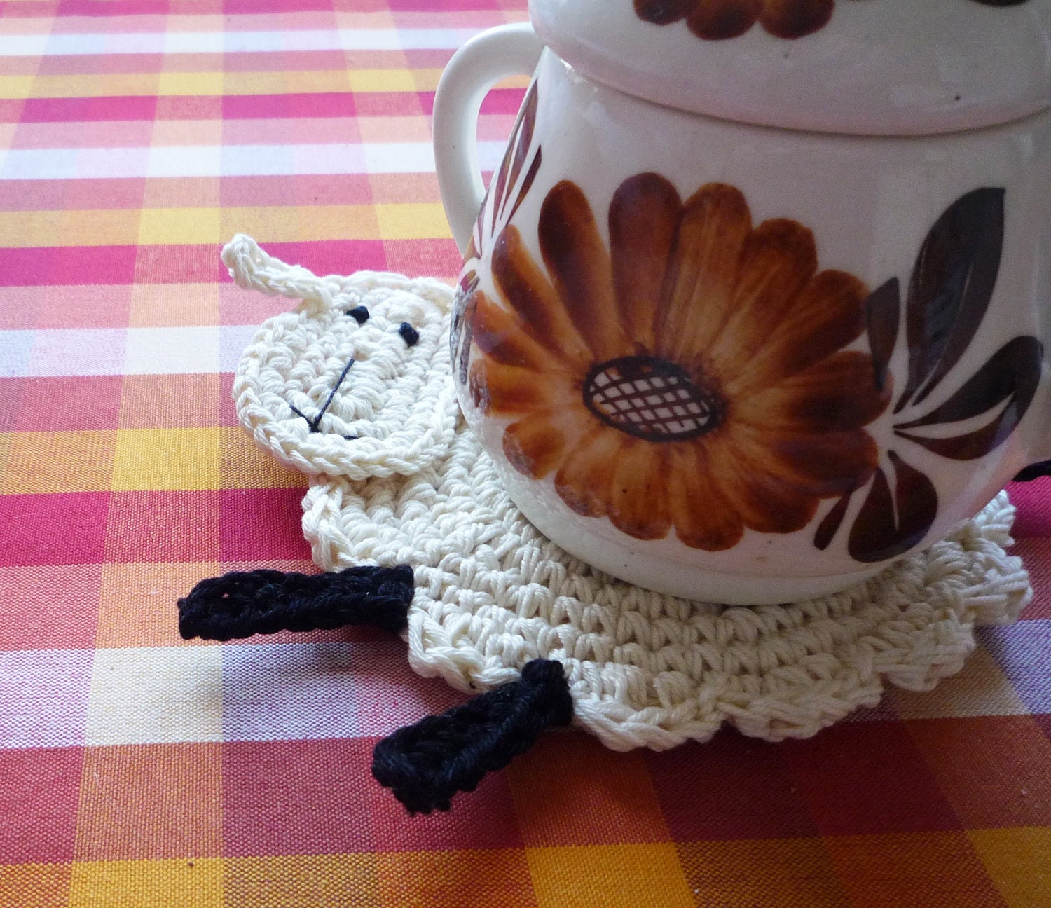 Crochet Sheep Coasters - set of 2