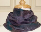 Multicolor Felt Scarf - Handmade Hand Dyed Winter Scarf Purple and Blue Wool and Silk Scarf