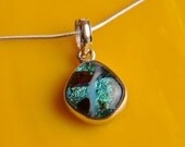 Handmade Dichroic Fused Glass and Sterling Silver .925 Pendant Necklace