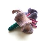 Blossom" Felted and beaded exotic purple flower brooch